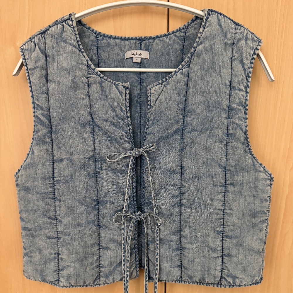 Rails Blue Sleeveless Tie-Front Top